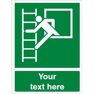 Custom Emergency Window With Escape Ladder Safety Sign