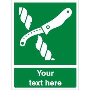 Custom Liferaft Knife Safety Sign