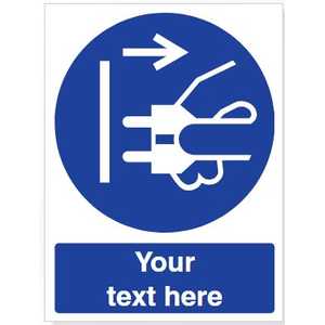 Custom Disconnect Mains Plug From Electrical Outlet Safety Sign