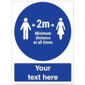 Custom Social Distancing 2m Minimum Distance At All Times Sign