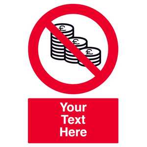 Custom No Cash Sign