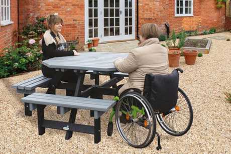 8 Person Disabled Access Octagonal Picnic Table - Recycled Plastic
