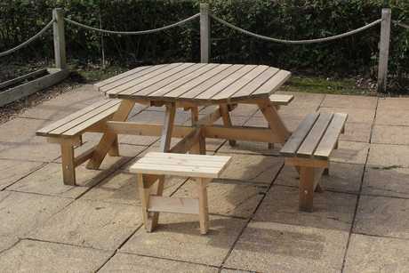 Disabled Access Octagonal Wooden Picnic Table